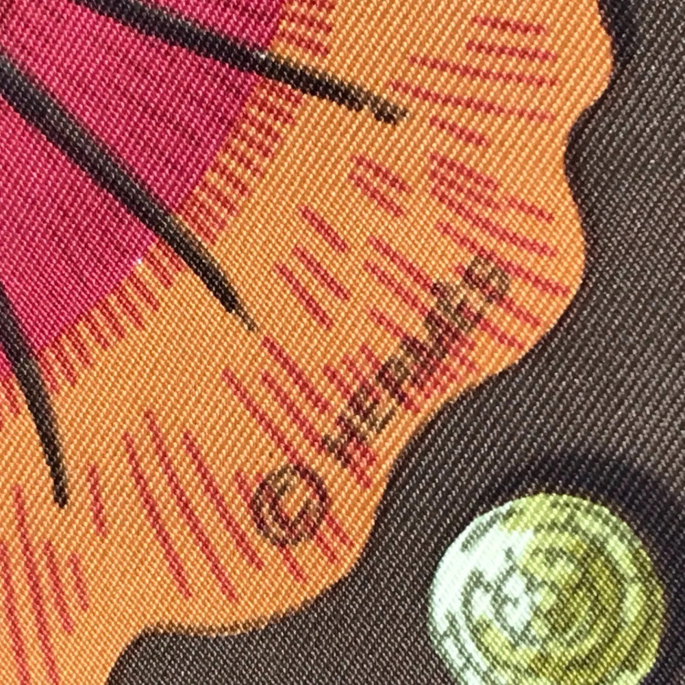 HERMES Authentic Brown Silk Scarf - Picture 4 of 11